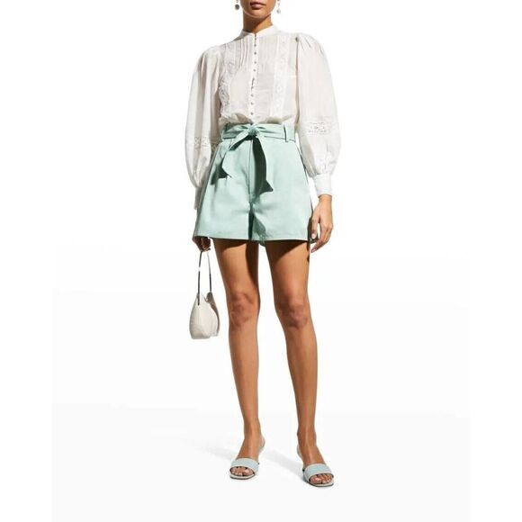 Hunter Bell New Shorts Tyler Belted Cotton Aqua Splash $325 - Picture 1 of 5